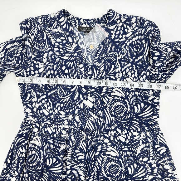 Rachel Zoe Blue White Abstract Print Tiered V-Neck Dress with Pockets XS NWOT - Picture 8 of 12